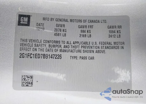 2011 Chevrolet Camaro 2Lt z USA, uszkodzony, nr VIN 2G1FC1ED7B9147226